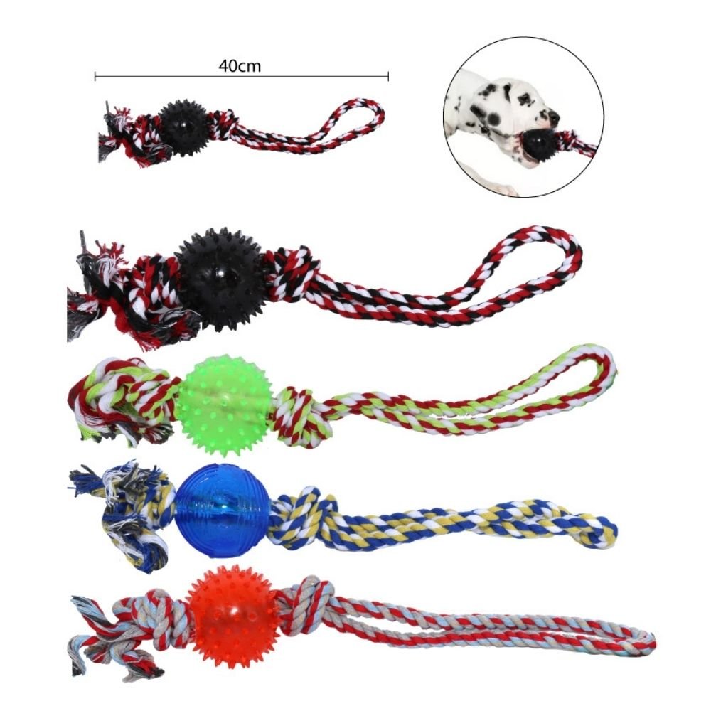 JUGUETE PARA PERROS CUERDA CON PELOTA PARA MORDER